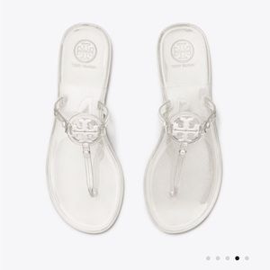 Tory Burch Mini Miller Flat Thong Sandal, Clear, Size 6